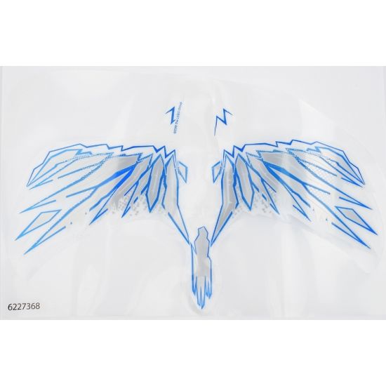 Plastic Wings with White, Gray, and Blue Lightning on Transparent Background Pattern