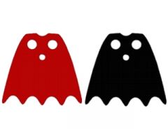 Minifigure, Body Wear Cape Cloth, Scalloped 5 Points (Batman) - Traditional Starched Fabric, Red and Black Sides