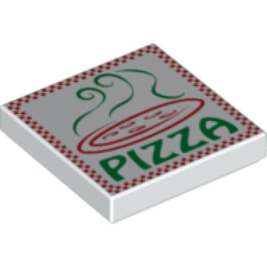 Tile 2 x 2 with Red and Green Pizza Takeout Box Pattern
