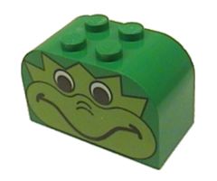 Slope, Curved 4 x 2 x 2 Double with Four Studs with Frog Face Pattern