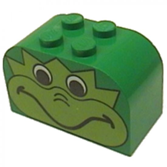 Slope, Curved 4 x 2 x 2 Double with Four Studs with Frog Face Pattern