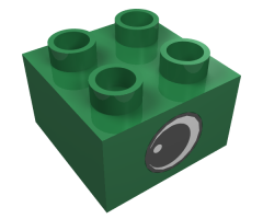 Duplo, Brick 2 x 2 with Eye with White Spot Pattern, on Two Sides - Type 1