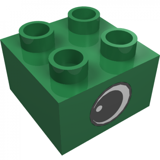 Duplo, Brick 2 x 2 with Eye with White Spot Pattern, on Two Sides - Type 1