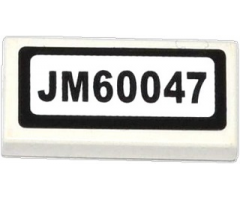 Tile 1 x 2 with 'JM60047' Pattern (Sticker) - Set 60047