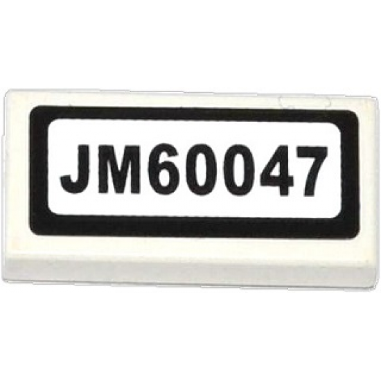 Tile 1 x 2 with 'JM60047' Pattern (Sticker) - Set 60047