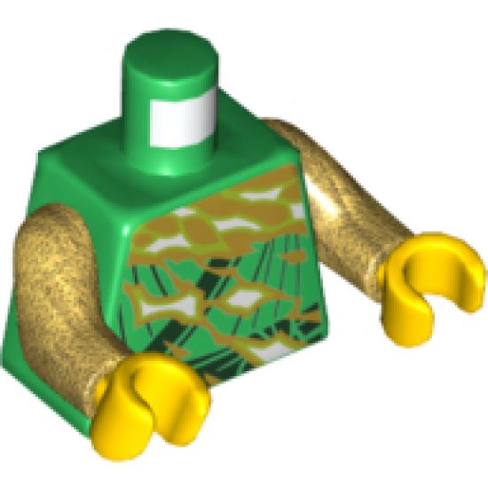 Torso Tunic with Gold, Yellowish Green and White Electricity Pattern / Pearl Gold Arms / Yellow Hands