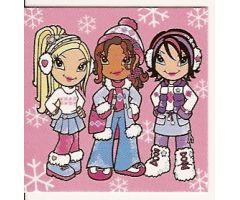Clikits Paper, Insert 4 x 4 for Frame clikits011, Pink with Snowflakes and Clikits Girls Pattern (2005 Advent Calendar, Day 11)