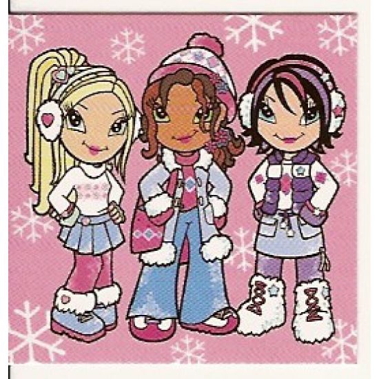 Clikits Paper, Insert 4 x 4 for Frame clikits011, Pink with Snowflakes and Clikits Girls Pattern (2005 Advent Calendar, Day 11)