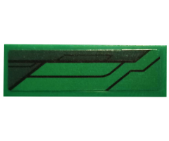 Tile 1 x 3 with Dark Green Stripe and Black Lines Pattern Model Right Side (Sticker) - Set 76114