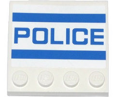 Tile, Modified 4 x 4 with Studs on Edge with 2 Blue Stripes and 'POLICE' Pattern (Sticker) - Set 60047