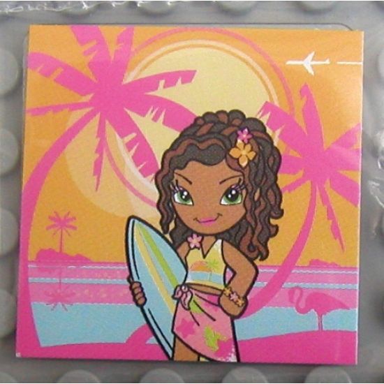 Clikits Paper, Insert 4 x 4 for Frame clikits011, Hawaiian Surfer Girl Image