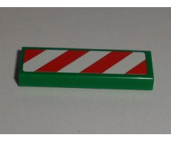 Tile 1 x 3 with Red and White Danger Stripes Pattern Model Left Side (Sticker) - Set 60097