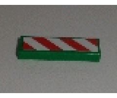 Tile 1 x 3 with Red and White Danger Stripes Pattern Model Right Side (Sticker) - Set 60097