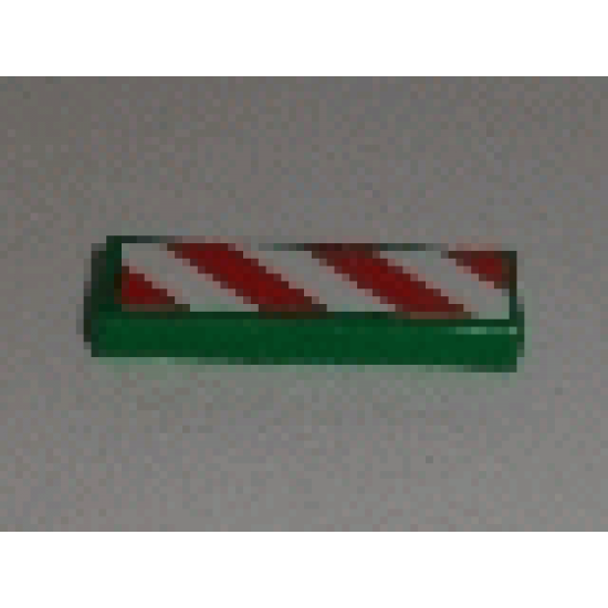 Tile 1 x 3 with Red and White Danger Stripes Pattern Model Right Side (Sticker) - Set 60097