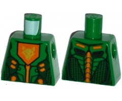 Torso Nexo Knights Armor with Orange and Gold Circuitry and Orange Emblem with Gold Fox Head Pattern