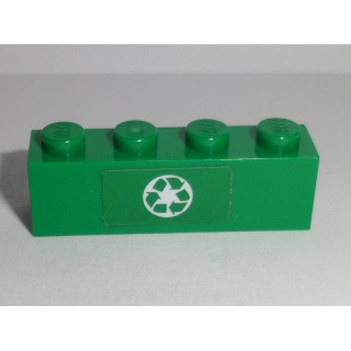 Brick 1 x 4 with Green Recycling Arrows Pattern (Sticker) - Set 60118
