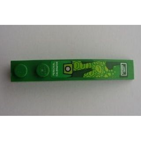 Slope, Curved 6 x 1 with 'PERSONAL CALIBRATOR' and 'POWER VENT' on Green Background Pattern (Sticker) - Set 8114