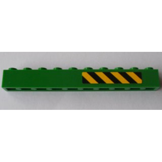 Brick 1 x 10 with Black and Yellow Danger Stripes Pattern Right Side (Sticker) - Set 7939