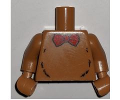 Torso Red Bow Tie and Black Fur Lines Pattern / Medium Nougat Arms / Medium Nougat Hands (BAM)