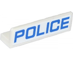 Panel 1 x 4 x 1 with Blue 'POLICE' Thin Font on White Background Pattern (Sticker) - Sets 60047 / 60049