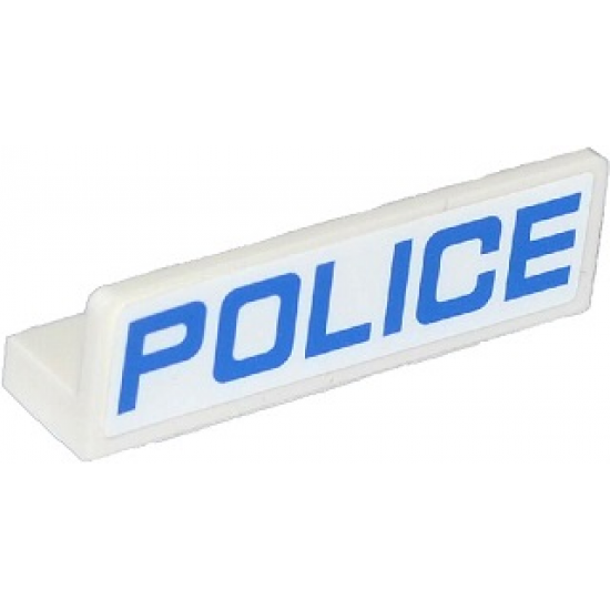 Panel 1 x 4 x 1 with Blue 'POLICE' Thin Font on White Background Pattern (Sticker) - Sets 60047 / 60049