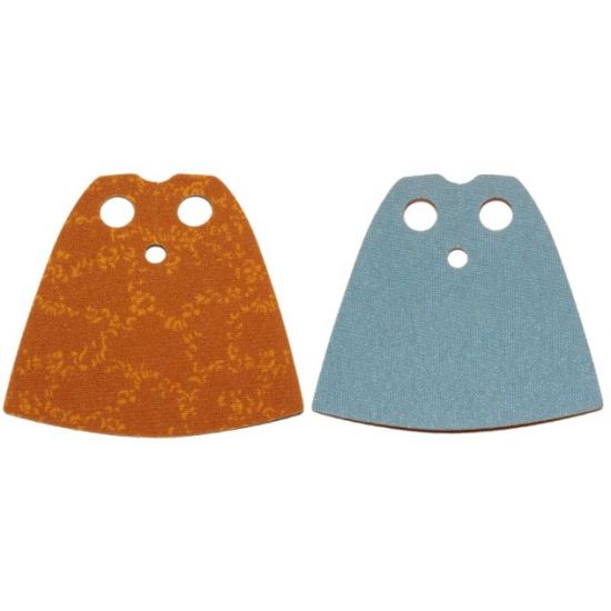 Minifigure, Body Wear Cape Cloth, Standard with Dark Orange with Orange Ornaments Pattern and Sand Blue Sides (Lando Calrissian)
