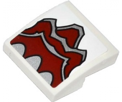 Slope, Curved 2 x 2 with Silver and Dark Red Paw Pattern (Sticker) - Set 70127