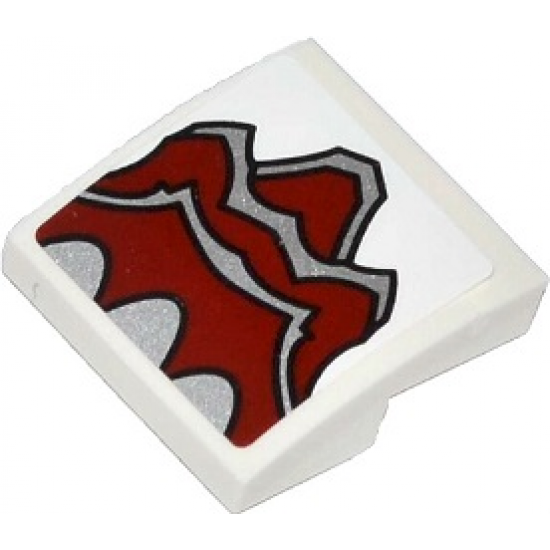 Slope, Curved 2 x 2 with Silver and Dark Red Paw Pattern (Sticker) - Set 70127