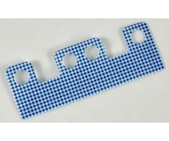 Minifigure, Body Wear Skirt Cloth with 4 Holes, Length 10mm, White with Blue Gingham Design Side, Pale Side