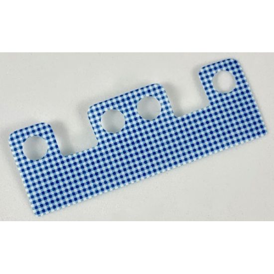 Minifigure, Body Wear Skirt Cloth with 4 Holes, Length 10mm, White with Blue Gingham Design Side, Pale Side
