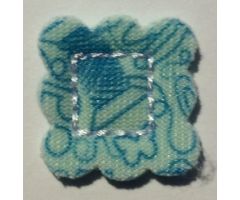 Cloth Sewing, Square, Scalloped Edges, Stiched Square in Center, Stars and Butterflies Pattern