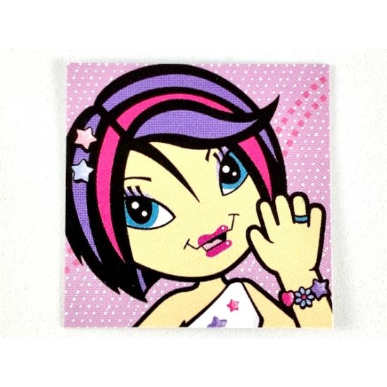 Clikits Paper, Insert 4 x 4 for Frame clikits011, 'Star' Waving with Pink Background