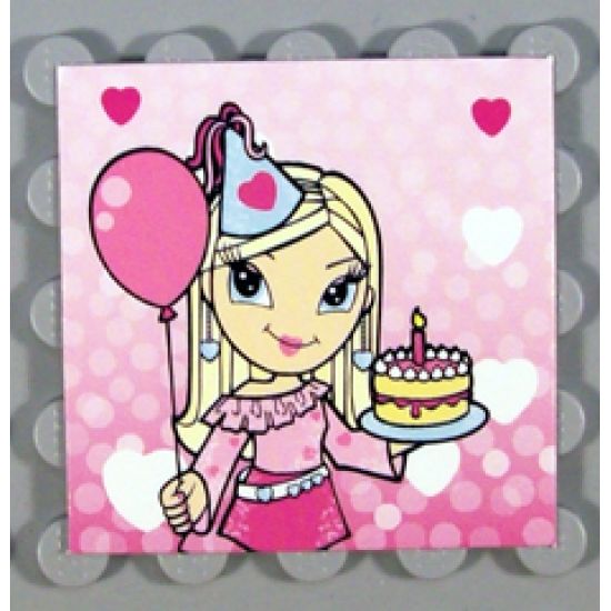 Clikits Paper, Insert 4 x 4 for Frame clikits011, 'Heart' holding a Cake and a Balloon