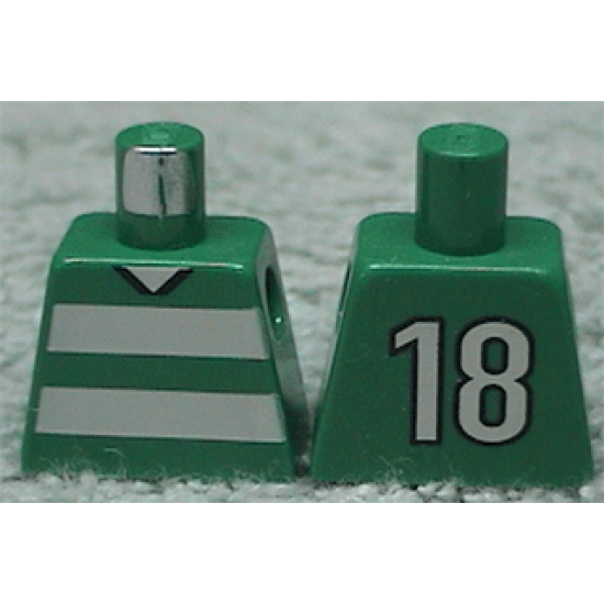 Torso Soccer Horizontal White Stripes and No. 18 Back Pattern