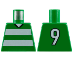 Torso Soccer Horizontal White Stripes and No. 9 Back Pattern
