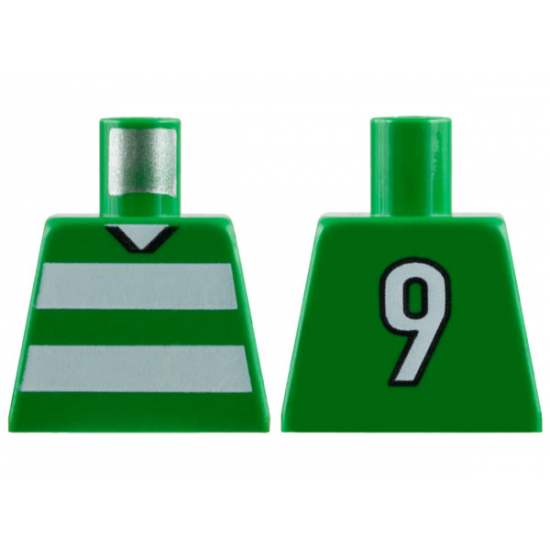Torso Soccer Horizontal White Stripes and No. 9 Back Pattern
