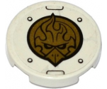 Tile, Round 2 x 2 with Bottom Stud Holder with Gold Chima Eagle Emblem, Rivets and Black Lines Pattern (Sticker) - Set 70142