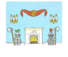 Plastic Backdrop for Sets 3615 / 9131 #2 - Castle Gate / Room Interior