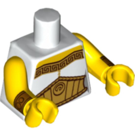 Torso Female Toga with Gold Trim and Large Belt Pattern / Yellow Arms with Gold Wristbands Pattern / Yellow Hands