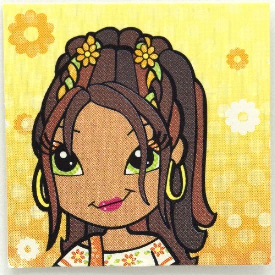 Clikits Frame Insert, Paper 4 x 4 with Daisy Character on Orange Gradient Background Pattern