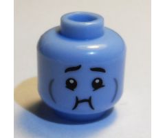 Minifigure, Head Dual Sided, Black Eyebrows, Grin / Queasy with Dark Bluish Gray Cheek Lines Pattern - Hollow Stud (BAM)