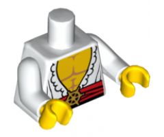 Torso Open Shirt with Frills, Red Waist Sash and Gold Helm Buckle Pattern / White Arms / Yellow Hands