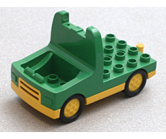 Duplo, Vehicle Truck with 4 x 4 Flatbed Plate and Yellow Base