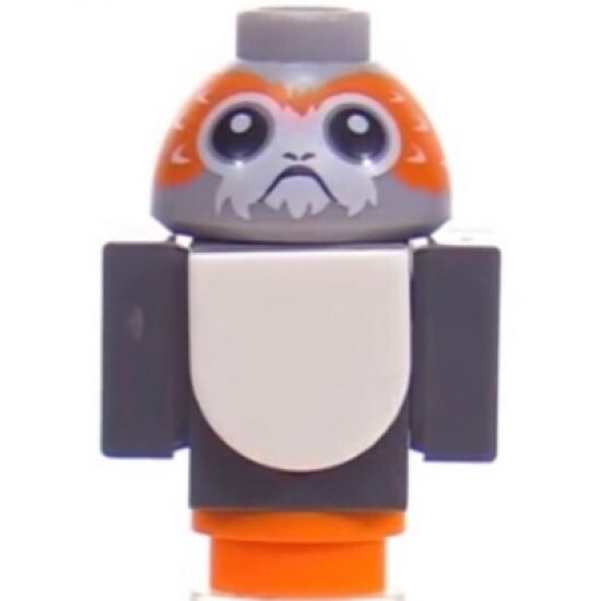 Animal, Air Porg, Star Wars with Dark Bluish Gray Wings and Black Tail - Brick Built