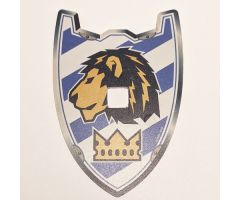 Plastic Shield (Undetermined Material Type) for Large Figures with Knights Kingdom King Mathias Lion Head and Crown Pattern