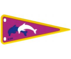 Plastic Flag Pennant with Blue and White Dolphins on Dark Pink Background Pattern - Set 5845