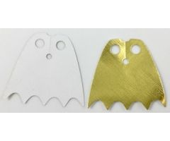 Minifigure, Body Wear Cape Cloth, Scalloped 5 Points (Batman) - Traditional Starched Fabric, Metallic Gold and White Sides