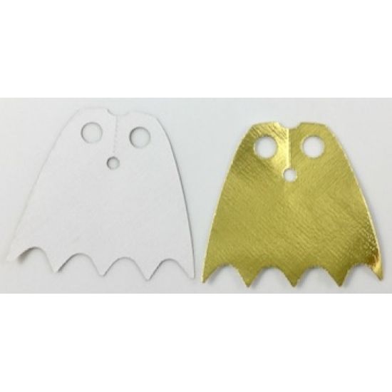 Minifigure, Body Wear Cape Cloth, Scalloped 5 Points (Batman) - Traditional Starched Fabric, Metallic Gold and White Sides