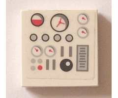 Tile 2 x 2 with Gauges and Buttons on Transparent Background Pattern (Sticker) - Set 5972