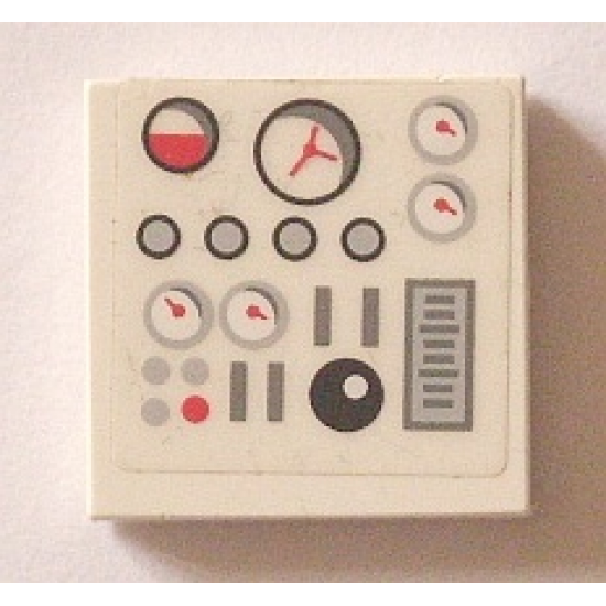 Tile 2 x 2 with Gauges and Buttons on Transparent Background Pattern (Sticker) - Set 5972